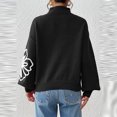 thumbnail image 4 of dGslk Women’s Long Sleeve Pullover Sweater with Mock Neck and Oversized Floral Pattern Soft Knit Casual Top for Autumn Winter Black L, 4 of 4