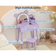 thumbnail image 5 of Garvee Kids Vanity Set with Lights, Girls Princess Bear-Shaped Make Up Vanity Desk with Mirro&Stool, Toddler Make Up Table Set for Bedroom, Purple, 5 of 10