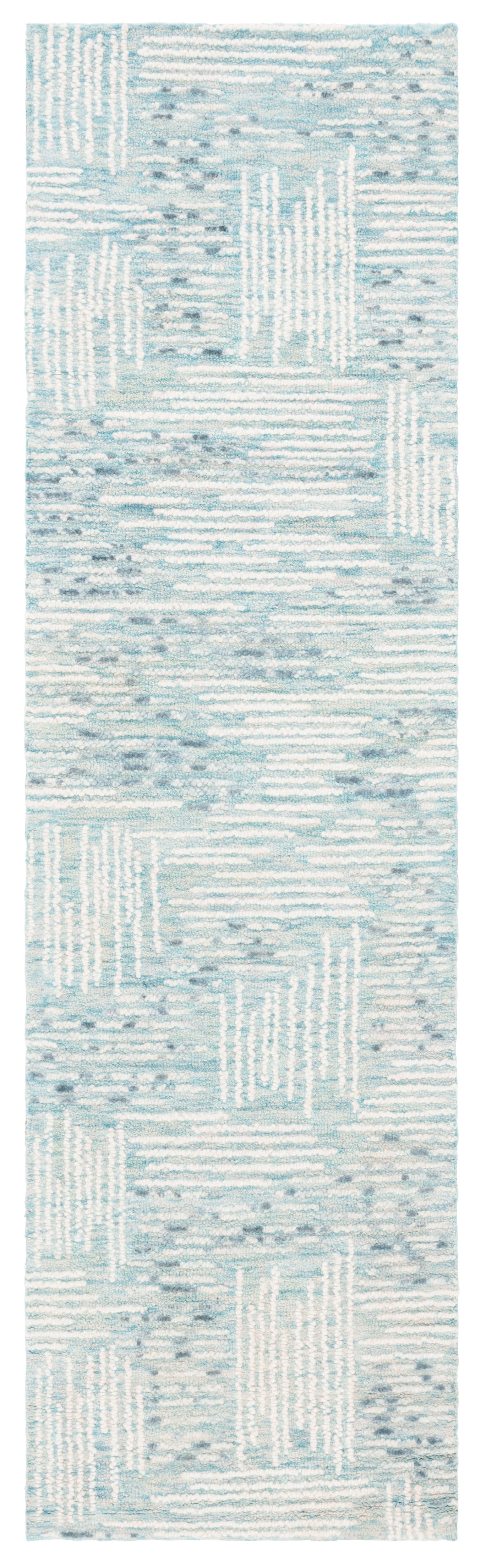 SAFAVIEH Abstract Salma Striped Geometric Runner Rug, Blue/Ivory, 2'3" x 8'