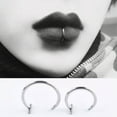 thumbnail image 3 of K-KED Women Lips Rings Nose Ring Piercing Clip mouth Ring Fake Piercing Body Clip H:yq-Silver 1.0*8mm, 3 of 7