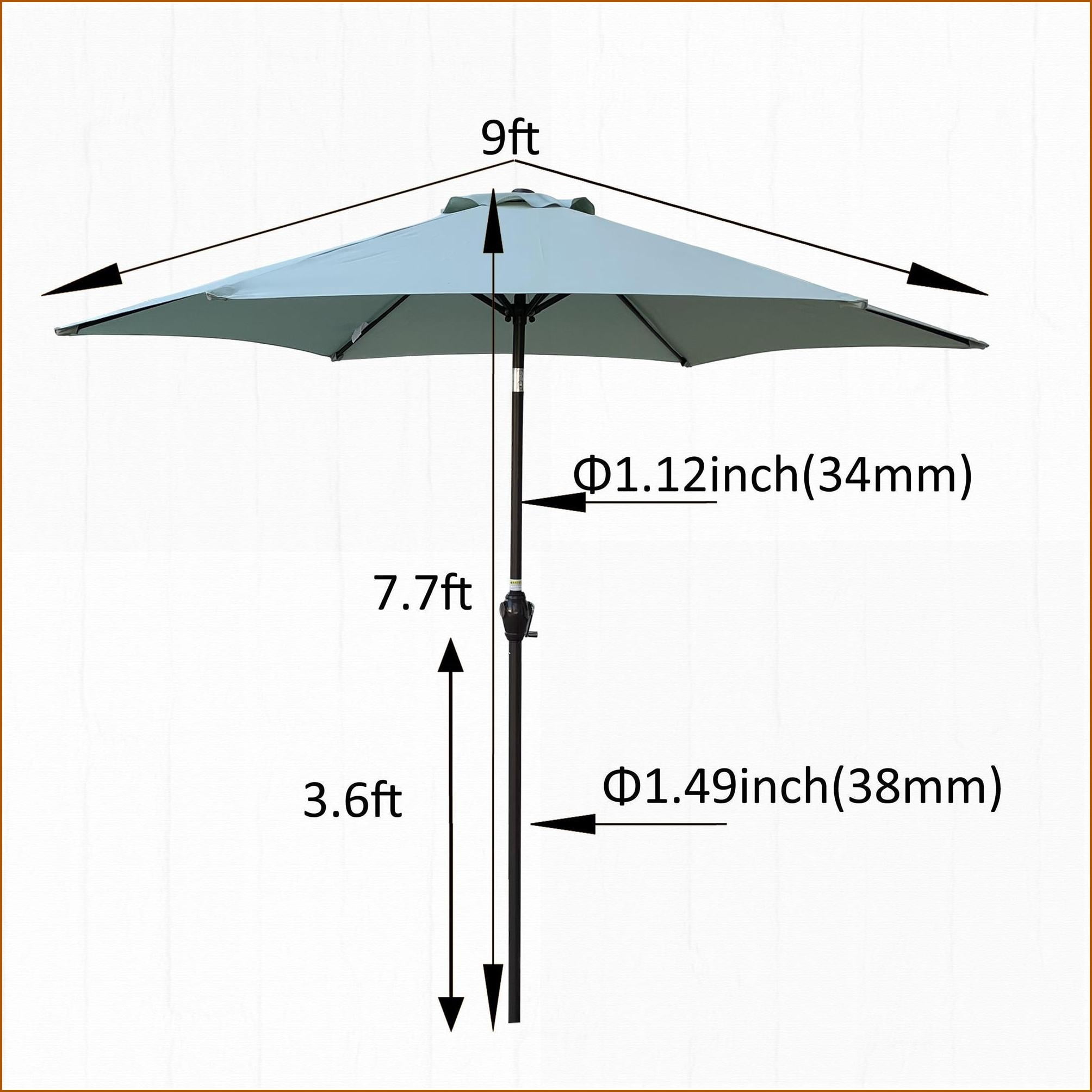Patio Umbrella 9ft Outdoor Patio Sage Green UPF 40+ UV Resistant Crank Tilt | Metal | Multicolor