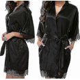 thumbnail image 1 of Satin Robe Wedding Bride Bridesmaid Kimono Dressing Gown Sleepwear Bathrobe Grey S, 1 of 4