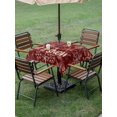 thumbnail image 3 of Outdoor Tablecloth with Umbrella Hole and Zipper, Christmas Snowflakes Square Table Cloth 54x54 Inch Waterproof Tablecloth, Winter Xmas Flower Textured Red Picnic Table Cover for Patio Camping, 3 of 7