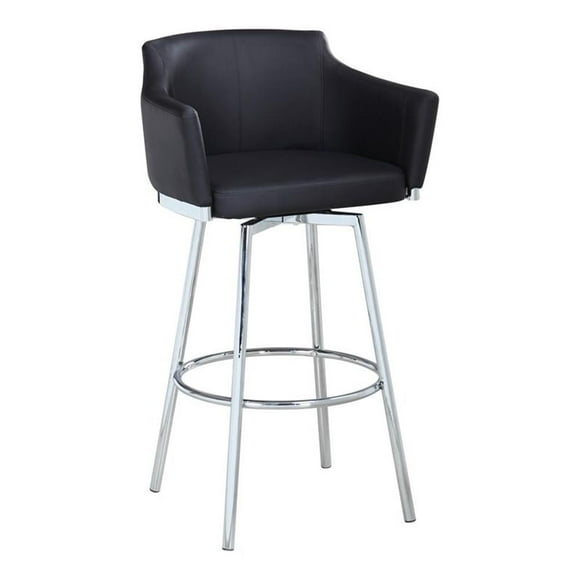 Milan Dahlia Tabouret de Comptoir Moderne 36.4 Pouces avec Pivot à Mémoire en Noir