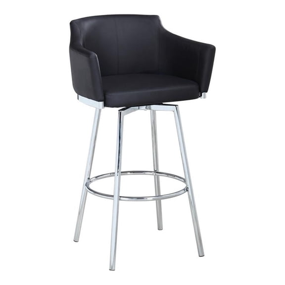 Maklaine 36.4" Modern Club Counter Stool w/ Memory Swivel in Black