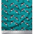 thumbnail image 1 of Soimoi Green Japan Crepe Satin Fabric Dolphin Ocean Print Fabric by the Yard 44 Inch Wide, 1 of 3