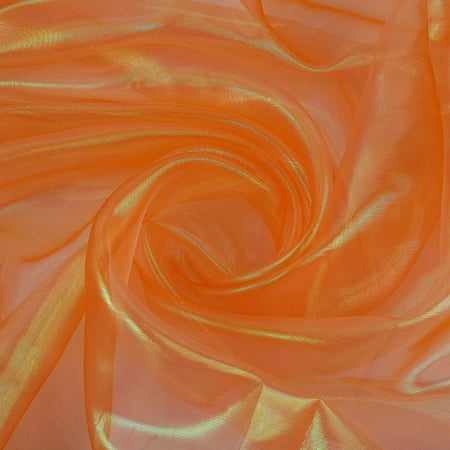 NAMZI 3.3Yard x 59in Magic Laser Holographic Fabric Iridescent Sequin Gradient Organza Lace Ideal for Wedding Photography Backdrops Party DIY Supplies Orange