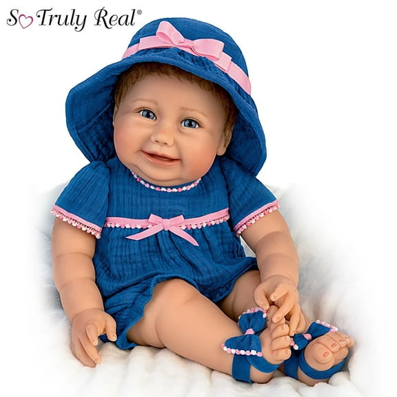 The Ashton-Drake Galleries Summertime Sweetie Poseable Baby Doll is Ready for Your Afternoon Adventures RealTouch Vinyl by Sherry Miller 21-inches