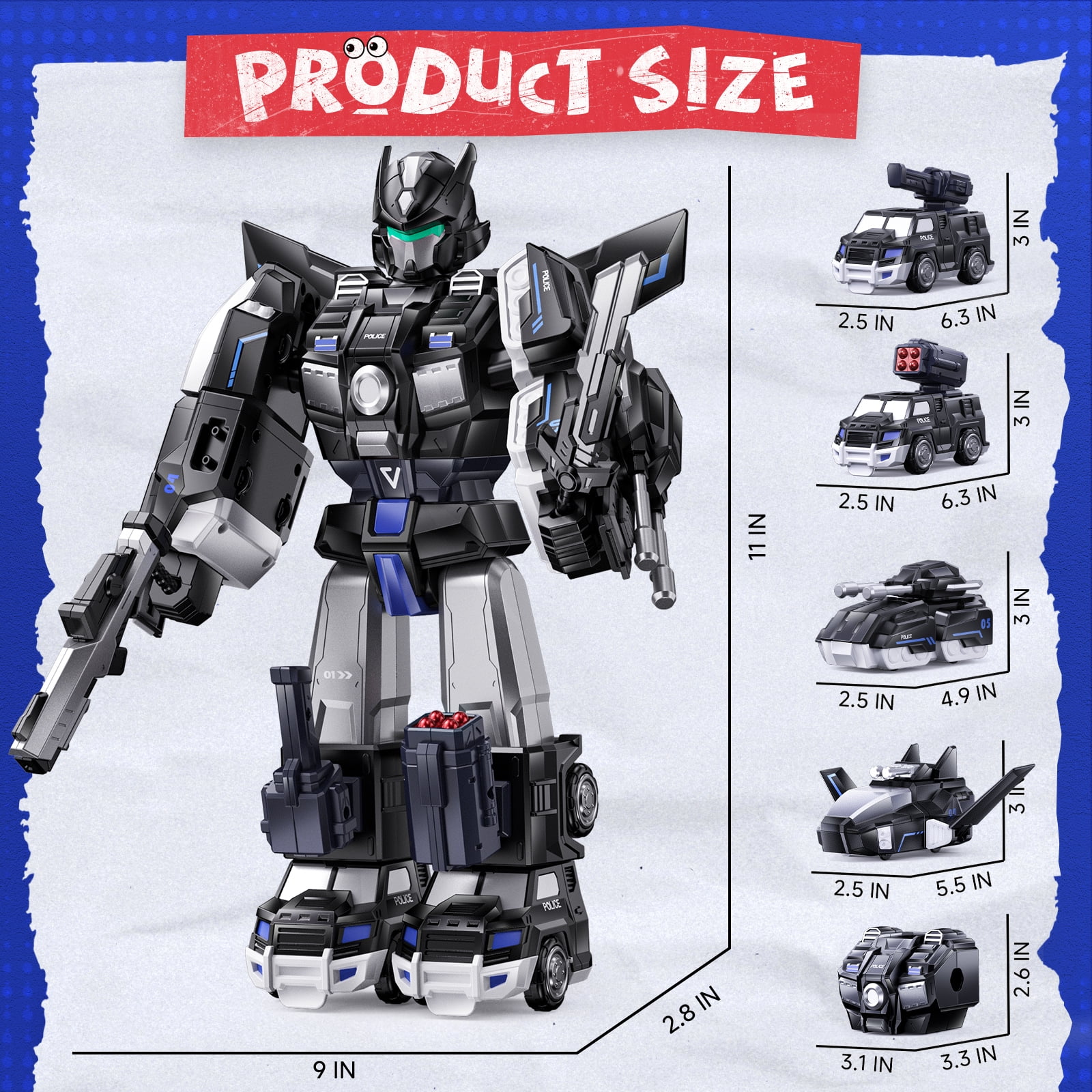 Gelomee Transforming Toys for 4-7 Year Old Boys, Magnetic Robots Toys for Kids, Easy to Assembly, Ideals Birthday Gift Aged 3-8 Years Old