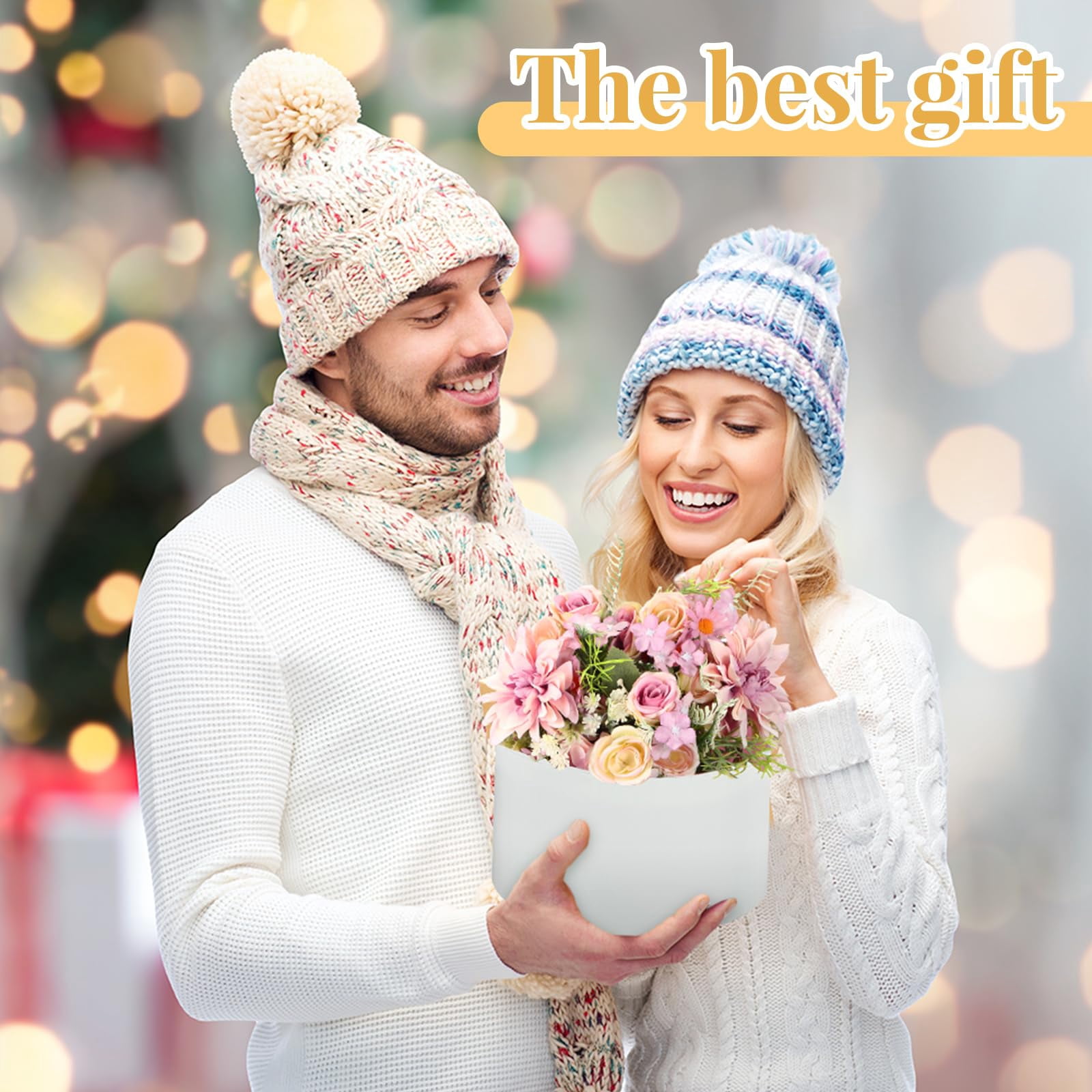 2 Round Gift Boxes With Lids Floral Foam Led Light Thank You Greeting Cards Flower Arrangements Supplies For Valentine Birthday Wedding Bridesmaid Proposal(white)