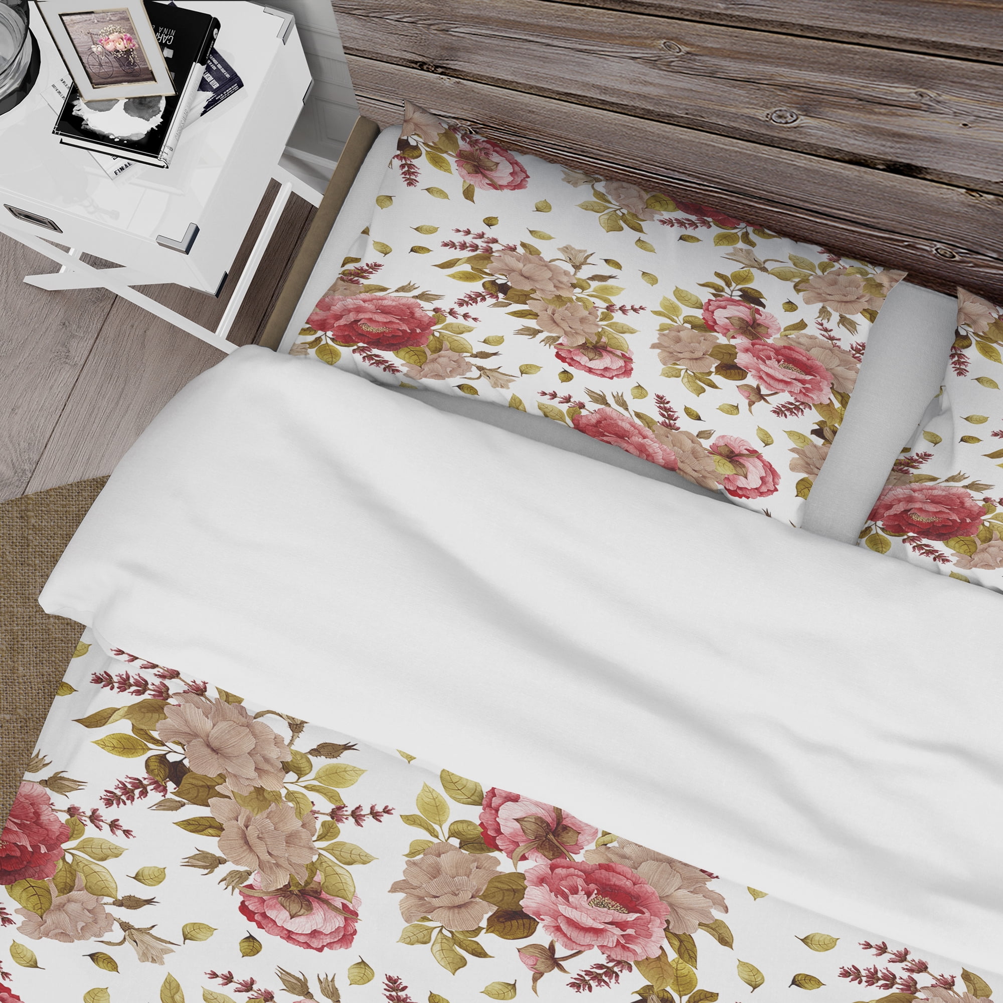 Designart 'Watercolored Roses, Peonies and Lavender' Floral Duvet Cover Set