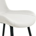 thumbnail image 3 of TesNus White artificial leather backrest cushion dining chair, black metal legs, curved widened cushion design for more comfort, suitable for restaurants, kitchens, bedrooms, offices.(4 chairs), 3 of 8