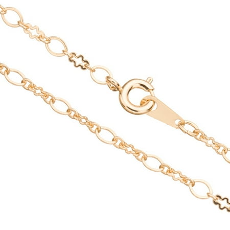 Gold Crinkle/Oval Link Chain Necklace With Springring Clasp 24Inch 14K Gold Finished Brass 3mm Chain Width Sold per pkg of 1pcs