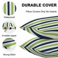 thumbnail image 5 of Outdoor Waterproof Throw Pillow Covers Set of 2 Navy Blue Green Stripes Decorative Pillowcases Square Outdoor Pillows Cushion Case 18x18 Inch Contrast Striped Patio Pillows for Couch Sofa Bed Garden, 5 of 9