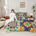 thumbnail image 4 of jejeloiu Vintage Floral Blossom Queen Comforter Set,Multicolor Boho Flower Bedding Comforter Set For Teens Reversible 3pcs, 4 of 8
