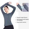 thumbnail image 5 of BALEAF Women's Long Sleeve Lightweight Yoga Running Sport Shirts Underscrub with Thumb Holes Black S Blue L, 5 of 7