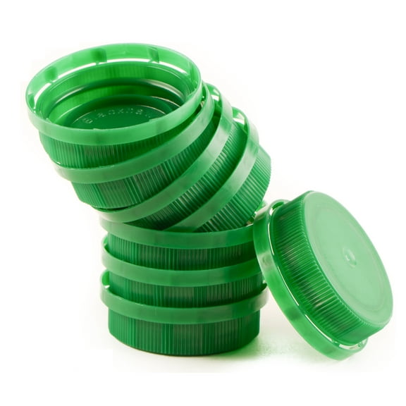 [50 PACK] 38MM Green Tamper Evident Ratchet Caps/Lids for Empty Foggy Plastic Juice Bottles by EcoQuality
