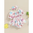 thumbnail image 3 of Suealasg Baby Girls Rompers Dress with Headband Short Sleeve Chicken Print Skirt Hem Bodysuits 3 6 12 18 Months Newborn Girls Summer Farm Clothes, 3 of 8