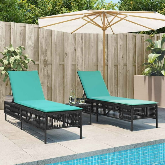 vidaXL Patio Sun Lounger Black PE Rattan Standard