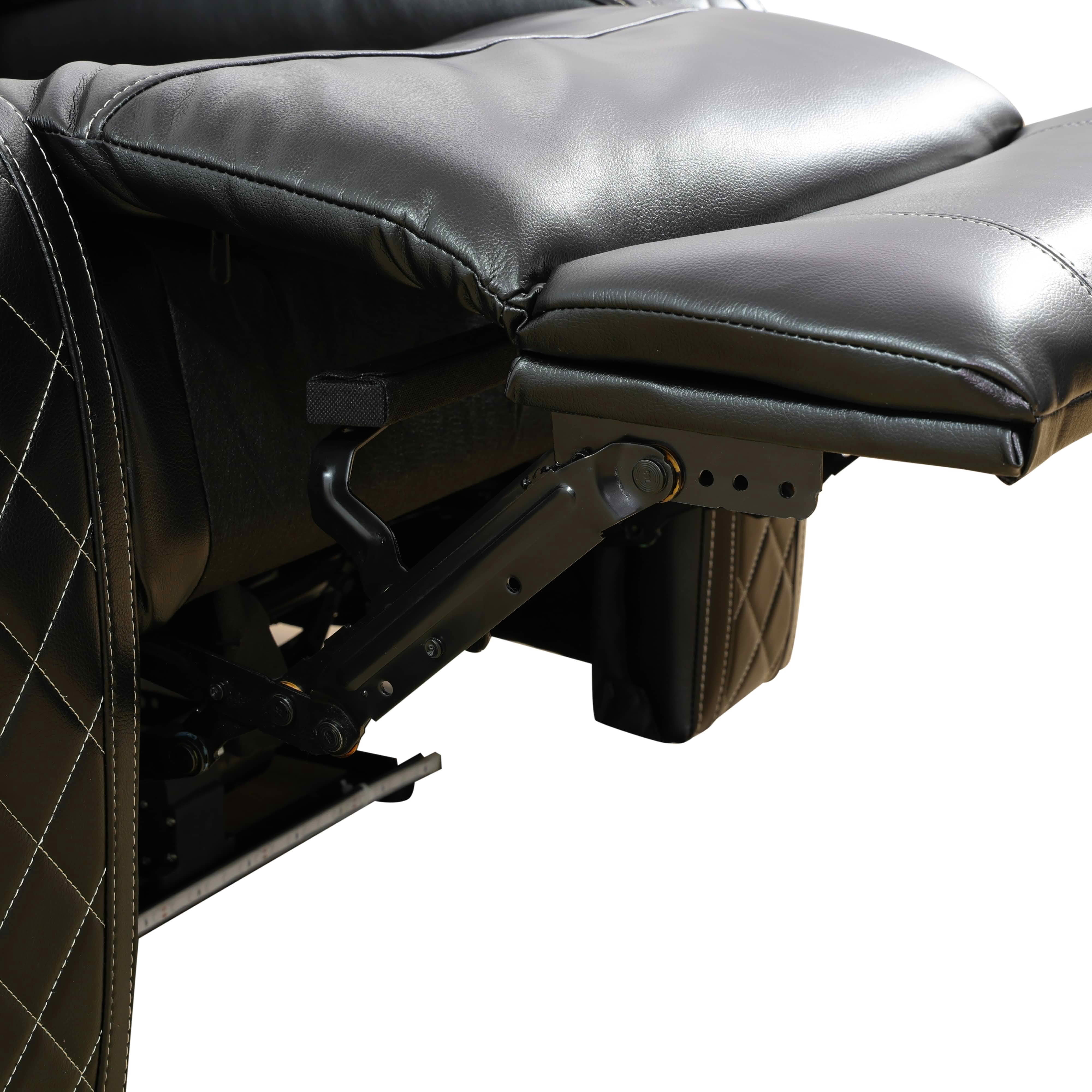 MAYEERTY 37.5 Inch Black Breathing Leather Recliner Sofa, Intelligent Functional Couch with USB & LED for Living Room