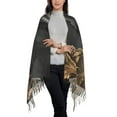 thumbnail image 2 of Zufioo Gothic Raven Portrait Print Long Plush Tassel Scarf, Winter Shawl Accessories for Women, 2 of 8