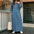 thumbnail image 4 of SuDongPo Trendy Flowy Denim Dress For Womens Maxi A Line Swing Long Sleeved V Neck Collared Button Down Plus Size Loose Fit Casual Dress Fall Ladies Cute Formal Dresses, 4 of 5