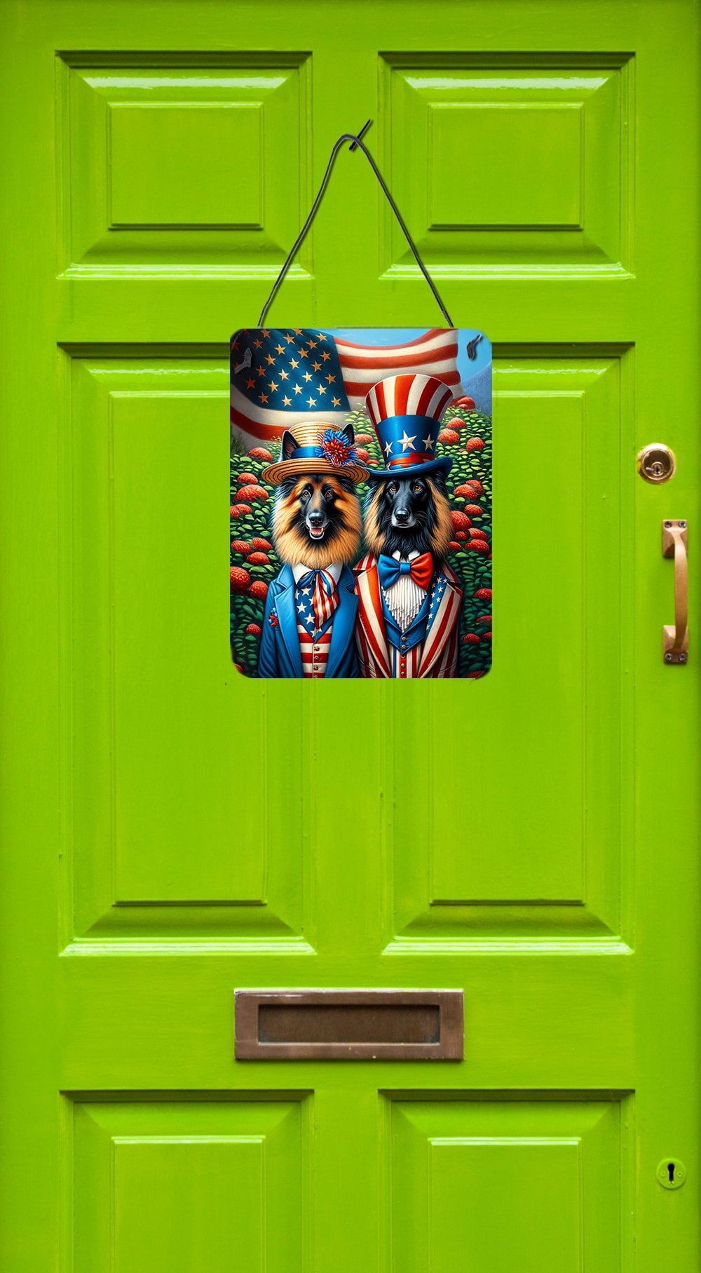 Caroline's Treasures All American Belgian Tervuren Wall or Door Hanging Prints Aluminum Metal Sign Kitchen Wall Bar Bathroom Plaque Home Decor Front Door Plaque, 12x16, Multicolor