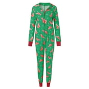 BIG SALE TODAY Christmas Pajamas Set One-Piece Zip-Front Romper With Antler Hood For Family PJs Sets Family Matching Kid Adult Xmas Sleepwear