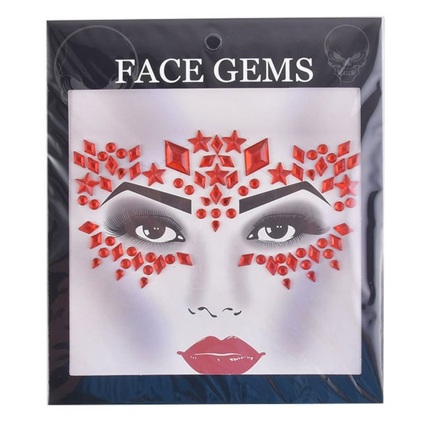 Vogacara DIY ojo cuerpo cara cuentas Rhinestone autoadhesivo pegatinas impermeable cristal ceja elegante uñas fiesta Festival maquillaje Tratamientos faciales Rojo Vogacara CE013630-03B