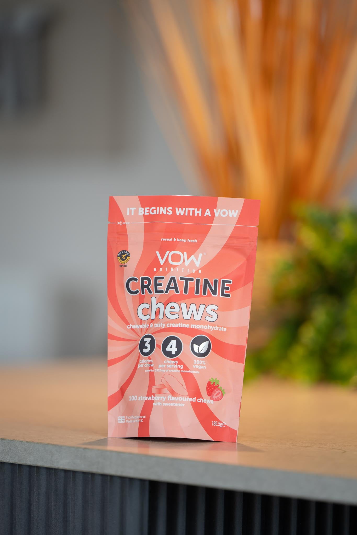 VOW Nutrition Creatine Monohydrate Chews, Strawberry, 100 Count