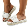 thumbnail image 5 of IUJSOY Womens Platform Sandals Espadrilles Slip on Slides Open Toe Suede Bow Slippers Beach Shoes, 5 of 8