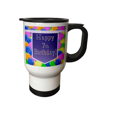

Happy 7th Birthday Multicolored Balloon Travel Mug 14 oz