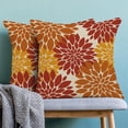thumbnail image 3 of Burnt Orange Yellow Pillow Covers 18x18 Set of 2, Orange Yellow Dahlia Fall Decorations Outdoor Throw Pillows Geometry Design Summer Outdoor Decorative Linen Cushion Case for Couch Sofa Home, 3 of 6