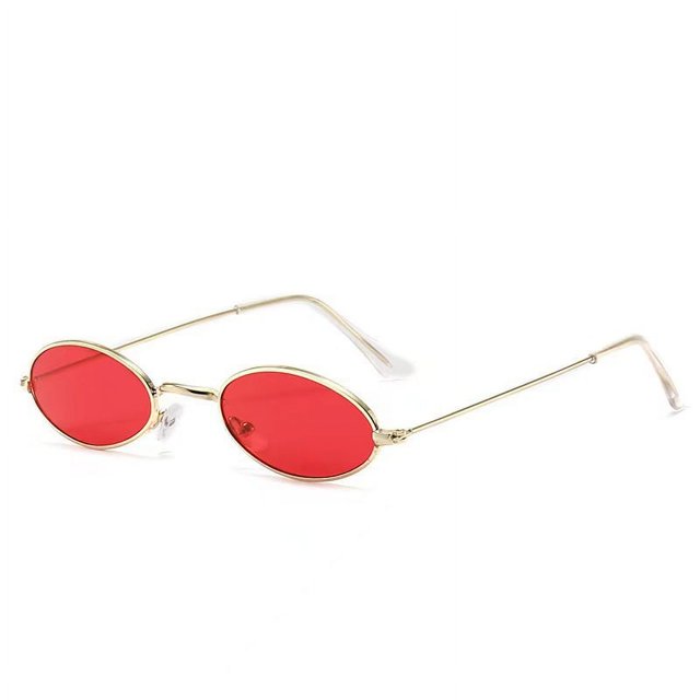 Gafas de sol pequeñas con montura metálica, gafas de sol retro con montura ovalada, gafas de sol de moda azul marino