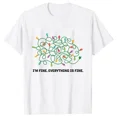 thumbnail image 5 of Estoy bien, todo está bien, ropa de mujer, luces navideñas, moda informal, ropa femenina, camisetas de manga corta, camisetas para mujer, 5 of 5