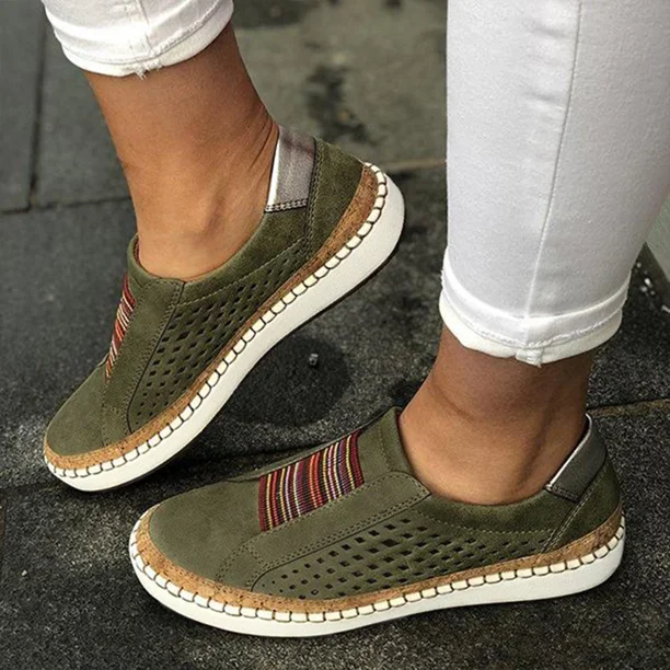 XIHAHA, zapatillas sin cordones para mujer, mocasines poco profundos, zapatos vulcanizados, zapatos informales calados transpirables para mujer, zapatos individuales para mujer