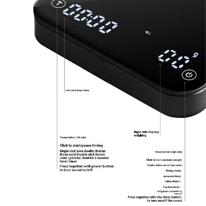 Digital Scale 0.1g Accuracy 4 Functional Mode Auto Shutdown Compact 10cm Square Body