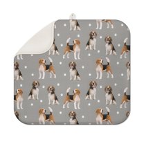 Beagle and Dog Footprints Dish Drying Mat for Kitchen 1 Pack, Ultra Absorbent Microfiber Dishes Drainer Mats,16"x18"