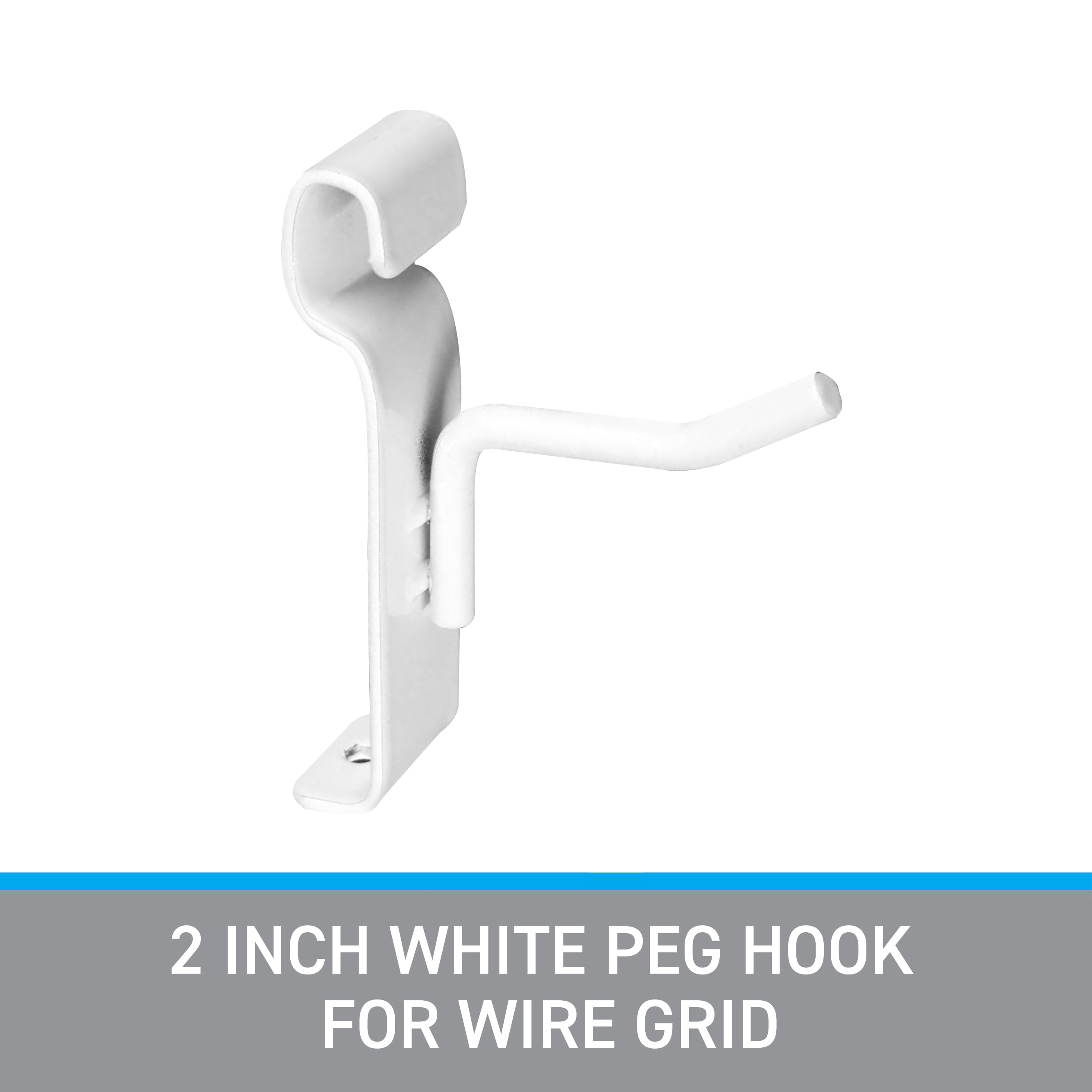 SSWBasics 2 inch White Peg Hook for Wire Grid - Pack of 50 - Durable Grid Wall Accessory - Perfect Gridwall Hooks for Retail  Thrift  Boutique  Garage  Home Organization and Display