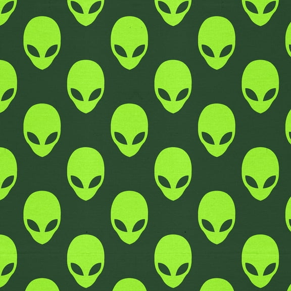 David Textiles 44" x 2 yards Poly-Cotton Alien Face Pre-Cut Fabric