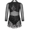 thumbnail image 1 of Girls Lyrical Dance Dress Long Sleeve Backless Sequin Tassel Sheer Mesh Ballet Tutu Gymnastics Leotard Stage Performance Costume10 Gong Bohan LED, 1 of 2