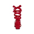 thumbnail image 4 of BLISSFUL STEP Women's Opened Toe Block Heel Lace up Dress Sandals Red 6, 4 of 8