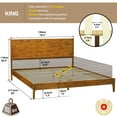 thumbnail image 2 of Acacia Haven King Size Bed Frame and Headboard Solid Wood Platform Bed, King Bed Frame 800 lbs Capacity, Scandinavian Signature Wood Bed Compatible with All Mattresses, Caramel, 2 of 7