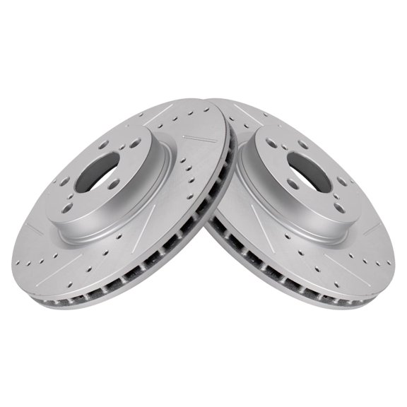 TRQ Front Performance Brake Rotors Set Premium G-Coated Cross Drilled & Slotted Fits Select 2017-2019 Subaru Impreza