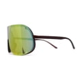 thumbnail image 4 of Extra Oversized Curved Shield Robotic 80s Sport Sunglasses Matte Brown Rainbow Mirror, 4 of 4