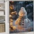 thumbnail image 5 of Christmas Snowman Snow House 4PCS Shower Curtain Sets with Rugs with Non-Slip Bath Mat Toilet Rug，72" X 72", 5 of 8