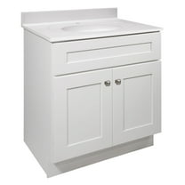 Design House Brookings 31" x 22" Ready to Assemble Shaker 2-Door Bath Vanity with Cultured Marble Single Hole Top, White/White
