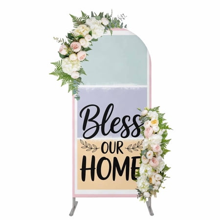 Arch Backdrop 5 Ft Bless Our Home Spandex Stretch Fitted Arch Cover Round Top Chiara Arches Stand Backdrop Cover for Wedding Birthday Party Baby Shower Wheat Color Black Stripes Aesthetic