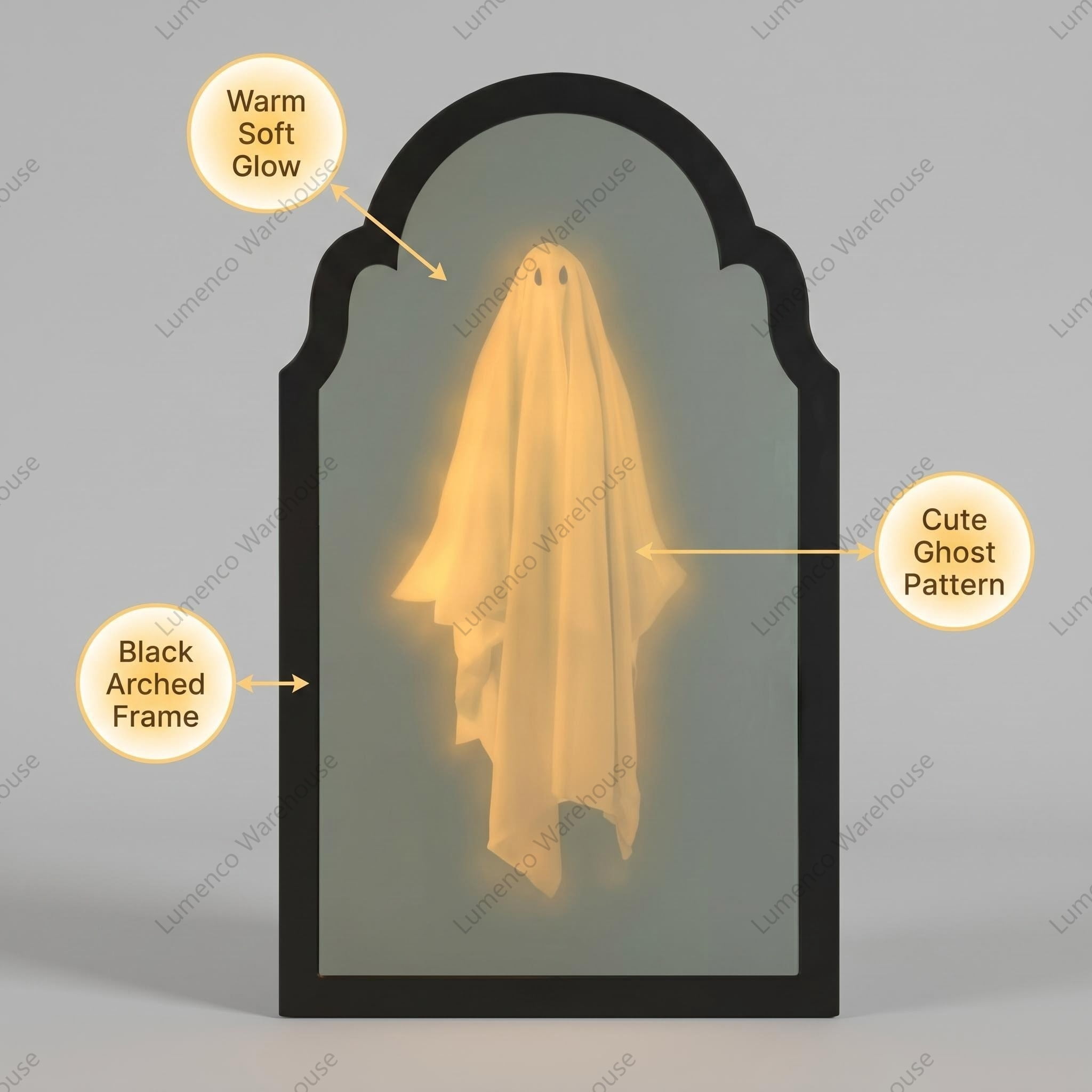 Martha Stewart Ghost Mirror for Halloween, Spooky Scary Ghost Novelty Indoor Mirror, Halloween Party Home Decorations，13.7in