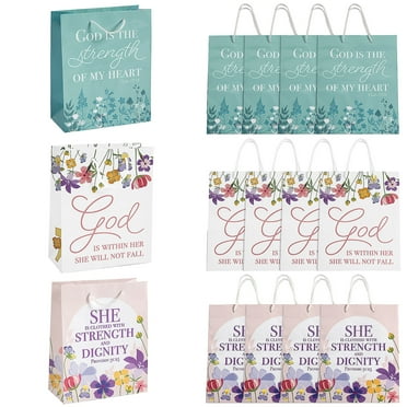 Fun Express 7 1/4" x 9" Medium Woman of Faith Paper Gift Bags - 12 Pc.